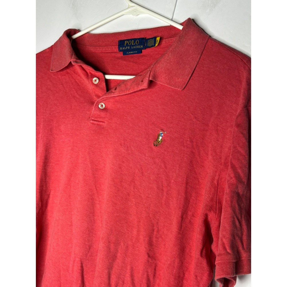 Polo Ralph Lauren Mens Classic Fit Short Sleeveβ Polo Shirt Red Heather XL